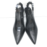 Bottega Veneta Slingback Pumps Black Leather Size 41 Pointed Toe Heels