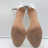 Manolo Blahnik Chaos Ankle Strap Sandals Silver Metallic Leather Size 41.5