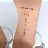 Manolo Blahnik Chaos Ankle Strap Sandals Silver Metallic Leather Size 41.5