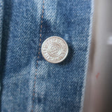 MOTHER The Duo Studded Jean Jacket Blue Stretch Denim Size Extra Small