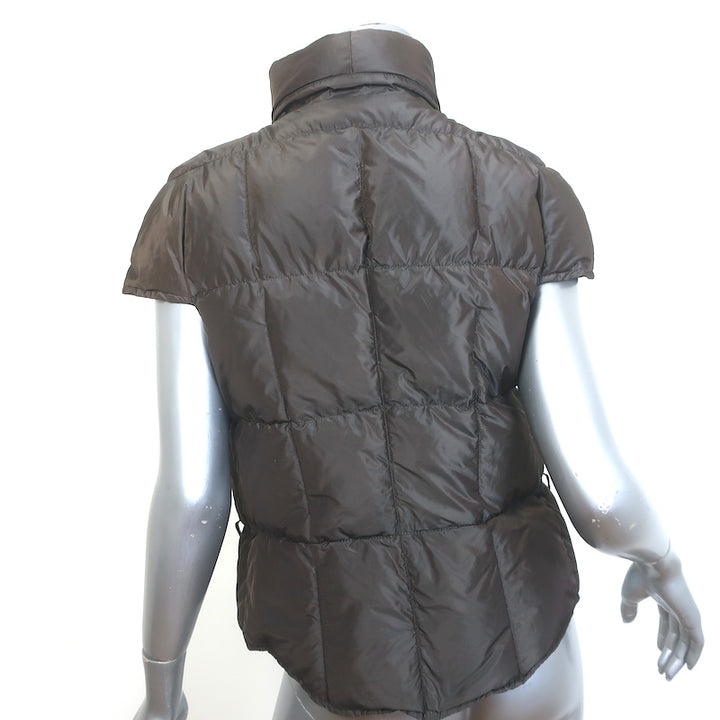 Vintage Yves Saint Laurent Cap Sleeve Down Puffer Jacket Dark Brown Size 40