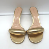 Gianvito Rossi Bijoux Kitten Heel Mules Gold Metallic Leather Size 38