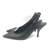 Bottega Veneta Slingback Pumps Black Leather Size 41 Pointed Toe Heels