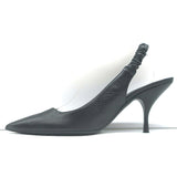 Bottega Veneta Slingback Pumps Black Leather Size 41 Pointed Toe Heels