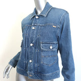 MOTHER The Duo Studded Jean Jacket Blue Stretch Denim Size Extra Small