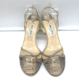 Jimmy Choo Jasmin Crisscross Sandals Beige Snakeskin Size 41.5 Slingback Heels