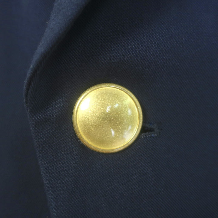 Yohji Yamamoto Pour Homme Crystal-Brooch Morning Coat Navy Cotton-Wool Size 2