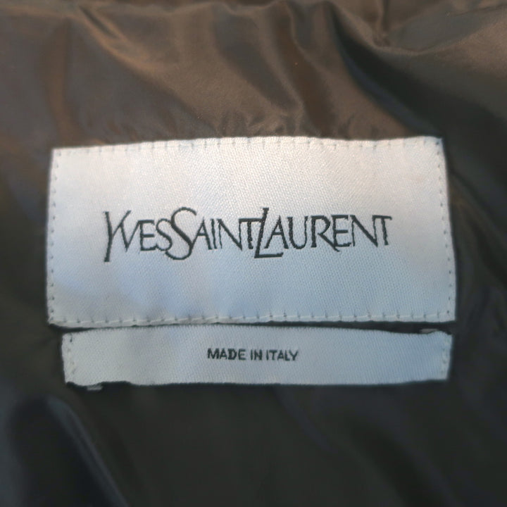 Vintage Yves Saint Laurent Cap Sleeve Down Puffer Jacket Dark Brown Size 40