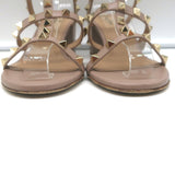 Valentino Rockstud Caged Slide Sandals Poudre Leather Size 37 Open Toe Heels