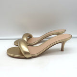 Gianvito Rossi Bijoux Kitten Heel Mules Gold Metallic Leather Size 38