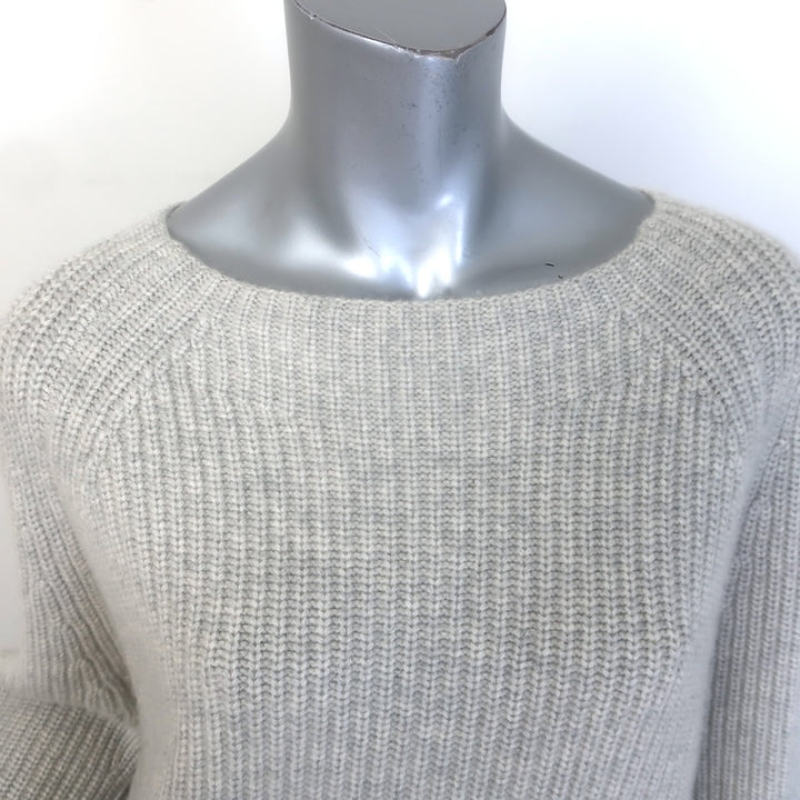Nili Lotan Ribbed Cashmere Raglan Sweater Heather Gray Size Medium