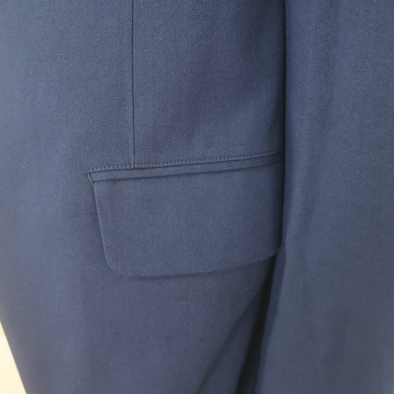 Yohji Yamamoto Pour Homme Crystal-Brooch Morning Coat Navy Cotton-Wool Size 2