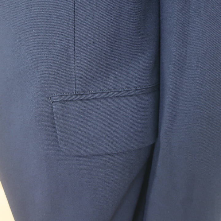 Yohji Yamamoto Pour Homme Crystal-Brooch Morning Coat Navy Cotton-Wool Size 2