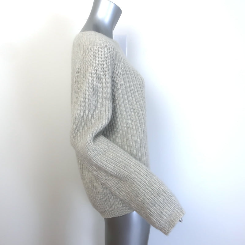 Nili Lotan Ribbed Cashmere Raglan Sweater Heather Gray Size Medium