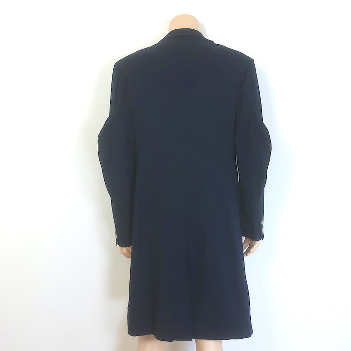 Yohji Yamamoto Pour Homme Crystal-Brooch Morning Coat Navy Cotton-Wool Size 2