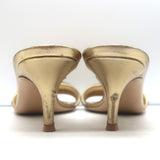Gianvito Rossi Bijoux Kitten Heel Mules Gold Metallic Leather Size 38