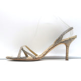 Jimmy Choo Jasmin Crisscross Sandals Beige Snakeskin Size 41.5 Slingback Heels