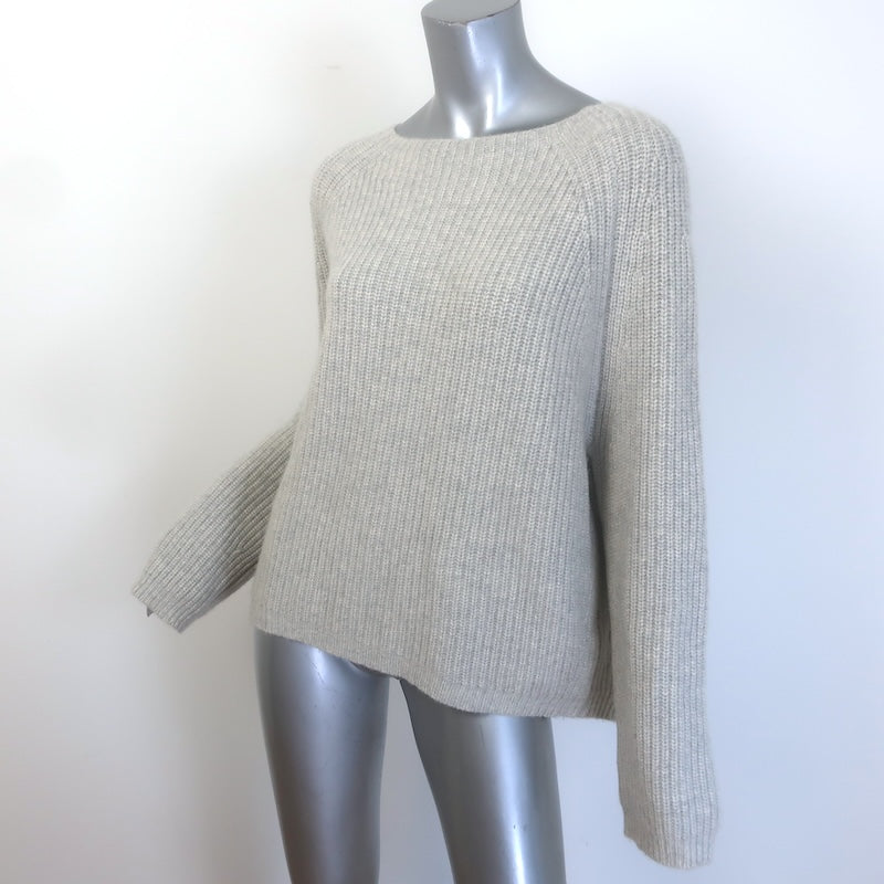 Nili Lotan Ribbed Cashmere Raglan Sweater Heather Gray Size Medium