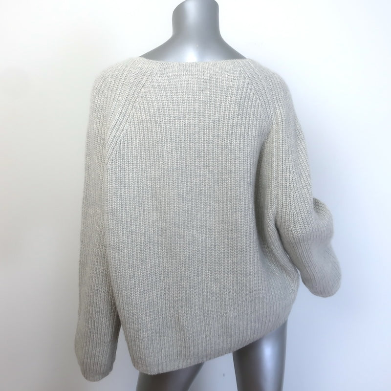 Nili Lotan Ribbed Cashmere Raglan Sweater Heather Gray Size Medium