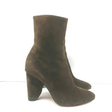 Dries Van Noten Curved-Heel Boots Olive Suede Size 41