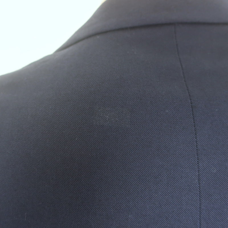 Yohji Yamamoto Pour Homme Crystal-Brooch Morning Coat Navy Cotton-Wool Size 2