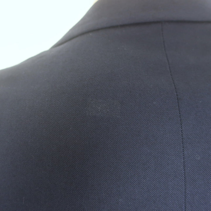Yohji Yamamoto Pour Homme Crystal-Brooch Morning Coat Navy Cotton-Wool Size 2