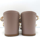 Valentino Rockstud Caged Slide Sandals Poudre Leather Size 37 Open Toe Heels