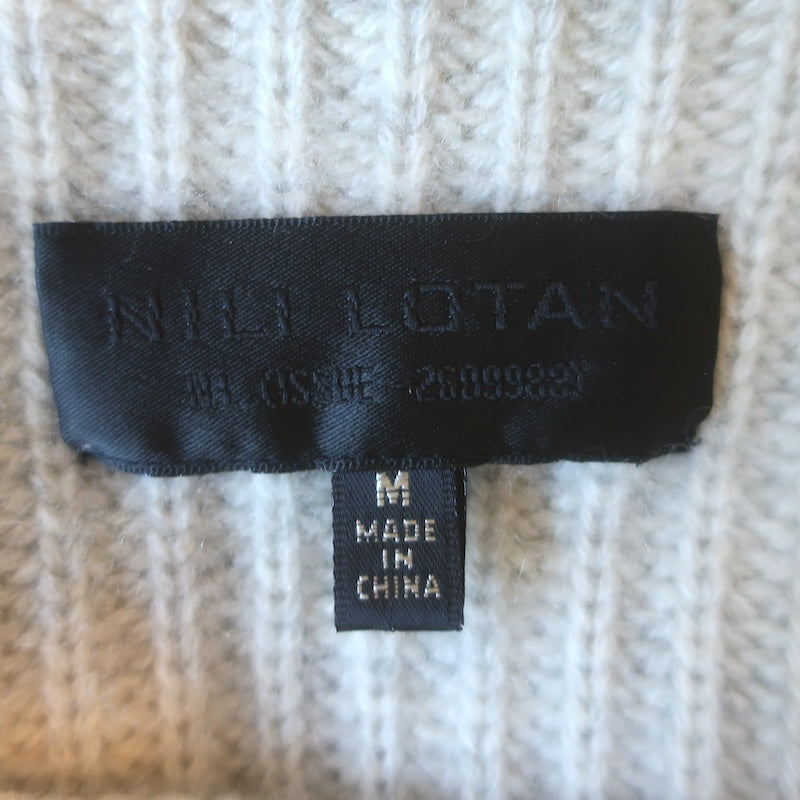 Nili Lotan Ribbed Cashmere Raglan Sweater Heather Gray Size Medium