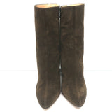 Dries Van Noten Curved-Heel Boots Olive Suede Size 41