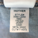 MOTHER The Duo Studded Jean Jacket Blue Stretch Denim Size Extra Small