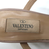 Valentino Rockstud Caged Slide Sandals Poudre Leather Size 37 Open Toe Heels