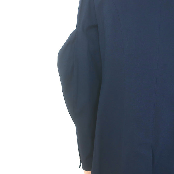 Yohji Yamamoto Pour Homme Crystal-Brooch Morning Coat Navy Cotton-Wool Size 2