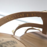 Valentino Rockstud Caged Slide Sandals Poudre Leather Size 37 Open Toe Heels