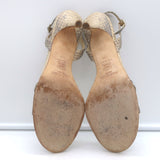Jimmy Choo Jasmin Crisscross Sandals Beige Snakeskin Size 41.5 Slingback Heels