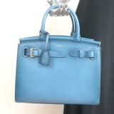 Ralph Lauren Collection RL50 Medium Tote Blue Leather Crossbody Bag