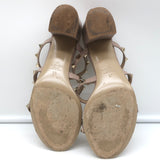 Valentino Rockstud Caged Slide Sandals Poudre Leather Size 37 Open Toe Heels