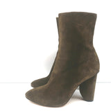 Dries Van Noten Curved-Heel Boots Olive Suede Size 41