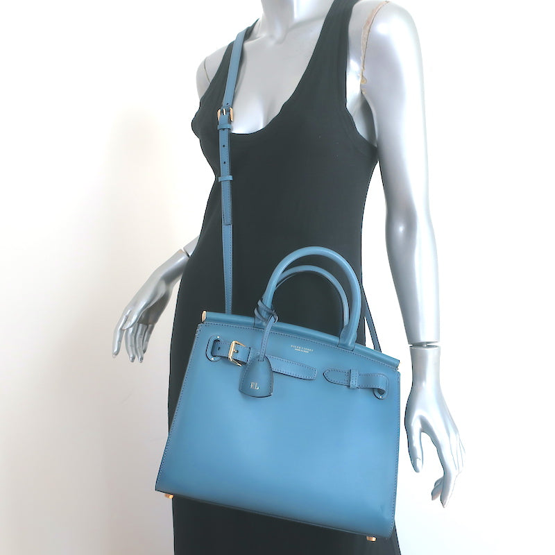 ■POLO RALPH LAUREN■ W Leather Miniature Crossbody Tote Blu Genuine Polo Ralph Lauren Leather Miniature Crossbody Tote