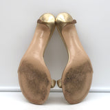 Gianvito Rossi Bijoux Kitten Heel Mules Gold Metallic Leather Size 38