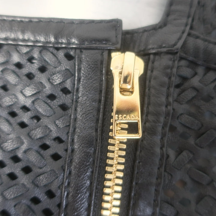 Escada Perforated Leather Moto Jacket Black Size 38/ US Medium