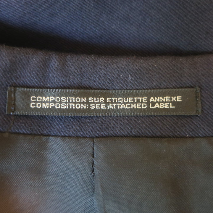 Yohji Yamamoto Pour Homme Crystal-Brooch Morning Coat Navy Cotton-Wool Size 2