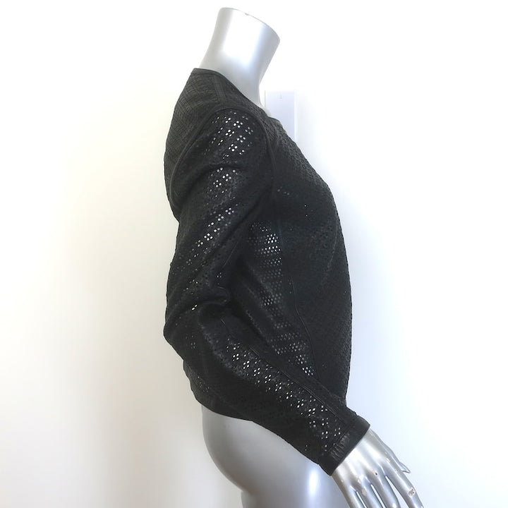 Escada Perforated Leather Moto Jacket Black Size 38/ US Medium