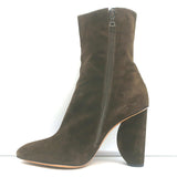 Dries Van Noten Curved-Heel Boots Olive Suede Size 41