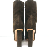 Dries Van Noten Curved-Heel Boots Olive Suede Size 41