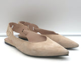 Hermes Gina Pointed Toe Slingback Flats Nude Suede Size 38.5