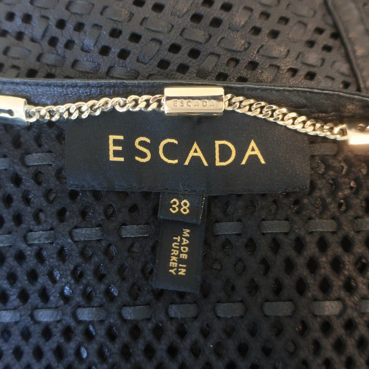 Escada Perforated Leather Moto Jacket Black Size 38/ US Medium