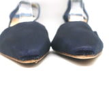 Manolo Blahnik Carolyne 90 Slingback Pumps Navy Satin Size 42