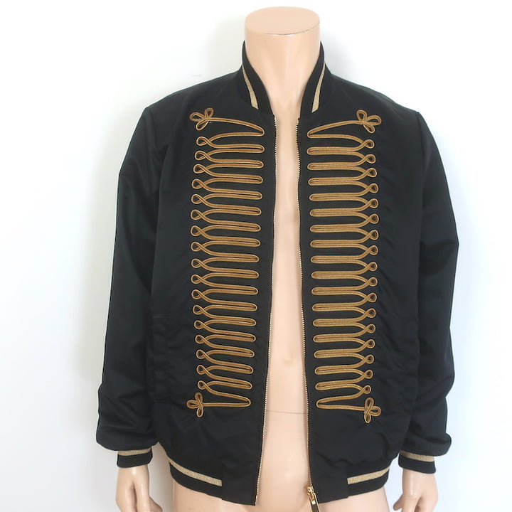 Palm Angels Honor Uniform Bomber Jacket Black Satin Size 46 NEW
