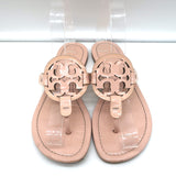 Tory Burch Miller Thong Sandals Pink Patent Leather Size 6.5 Flat Slides