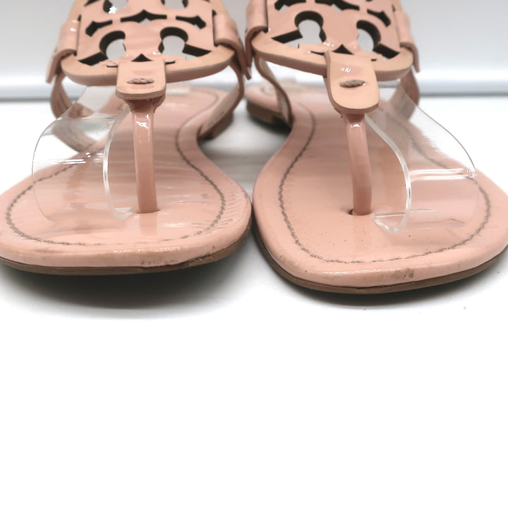 Tory Burch Miller Thong Sandals Pink Patent Leather Size 6.5 Flat Slides